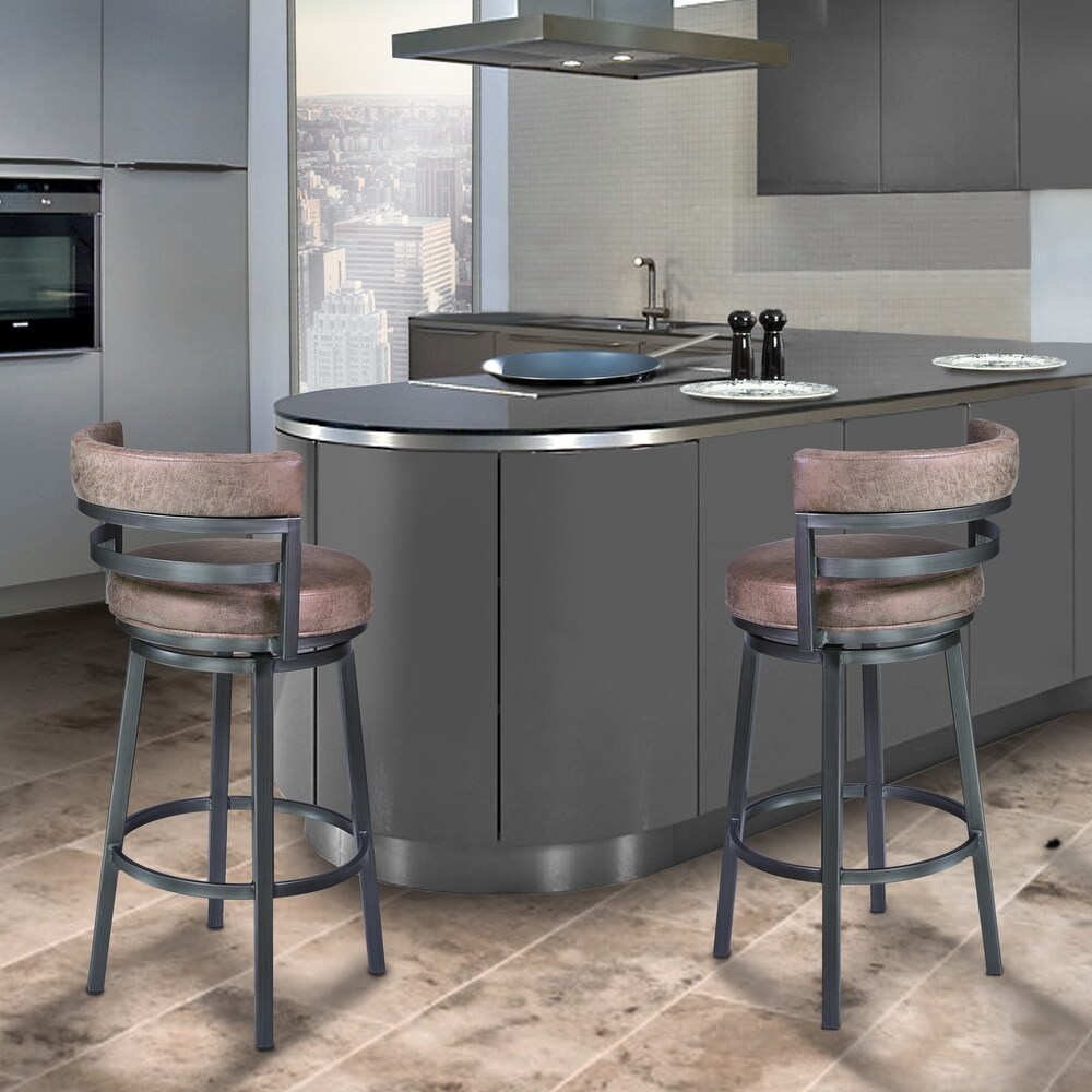 Madrid Modern Swivel Counter/Bar Stool in Faux Leather and Metal