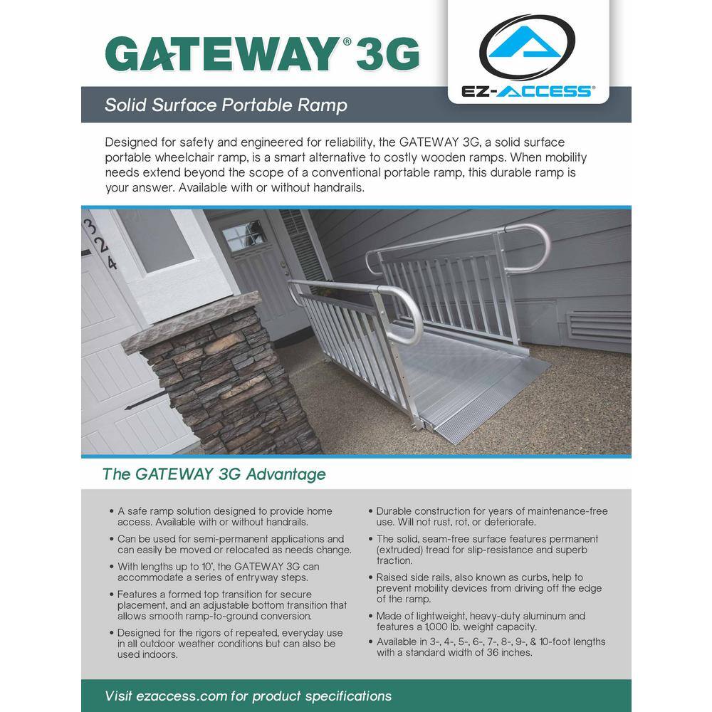 EZ-ACCESS GATEWAY 3G 10 ft. Aluminum Solid Surface Wheelchair Ramp GATEWAY3G 10