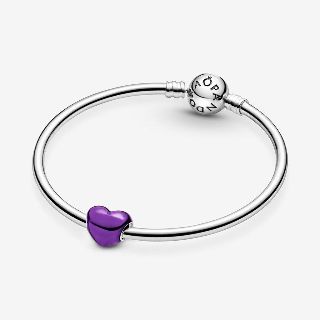 PANDORA  Metallic Purple Heart Charm