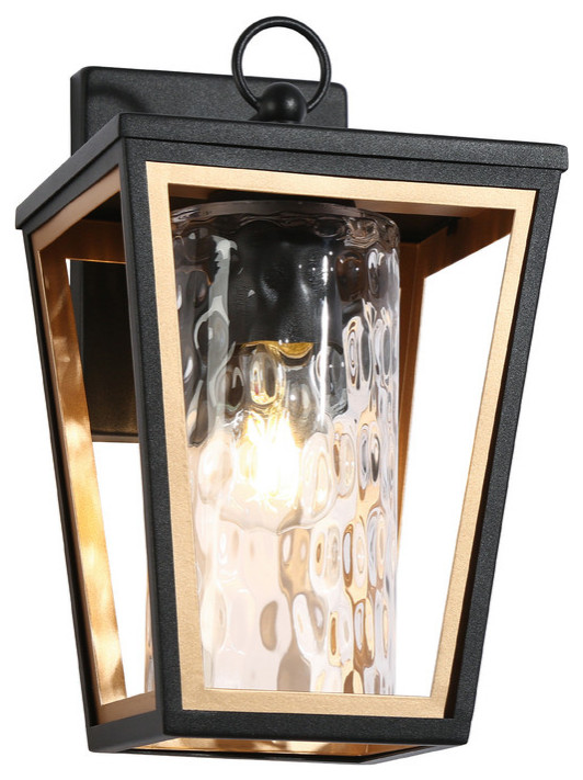 LNC 1 Light Matte Black and Gold Glass Modern Outdoor Wall Light   Modern   Outdoor Wall Lights And Sconces   by LNC  Houzz