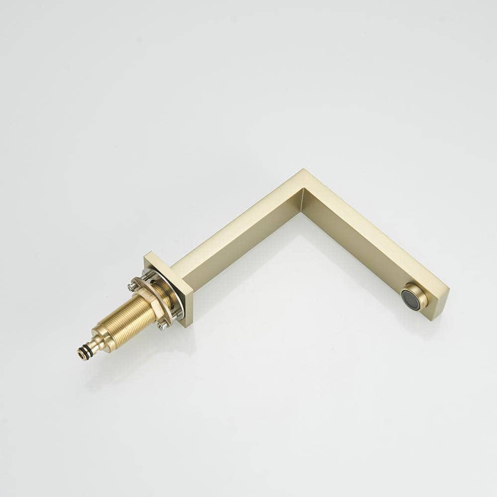 BWE 8 in Widespread Double Handle Bathroom Faucet With Supply Hose in Brushed Gold