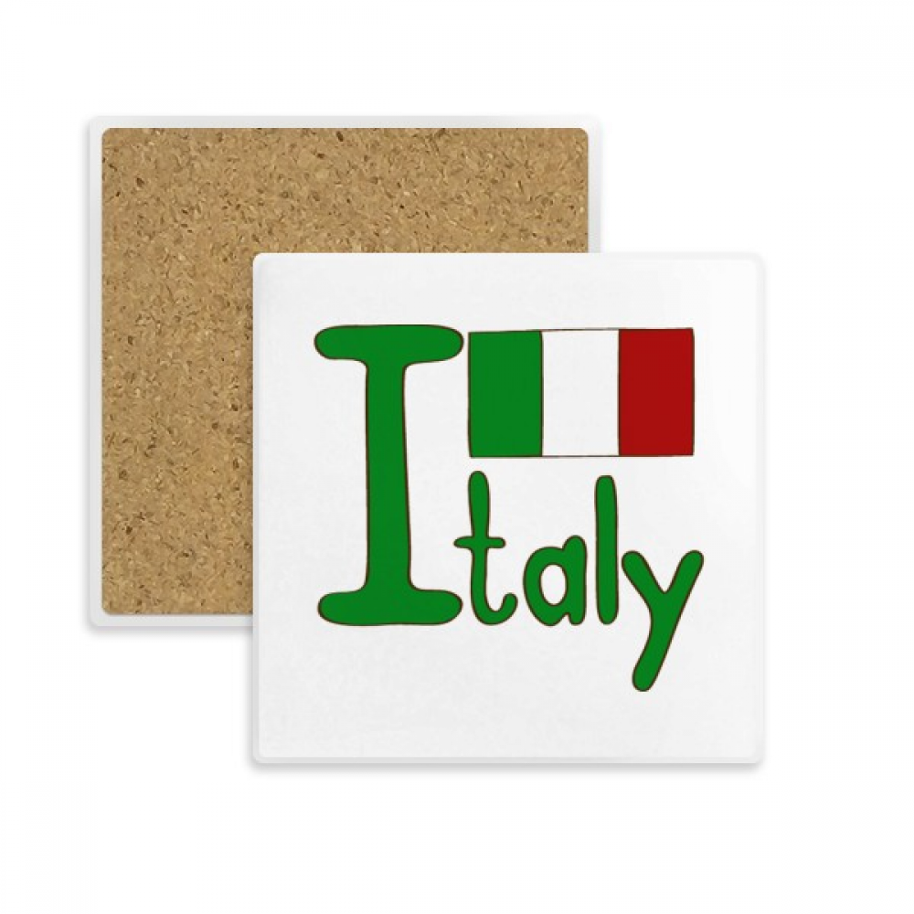 Italy National Flag Green Pattern Square Coaster Cup Mat Mug Subplate Holder Insulation Stone