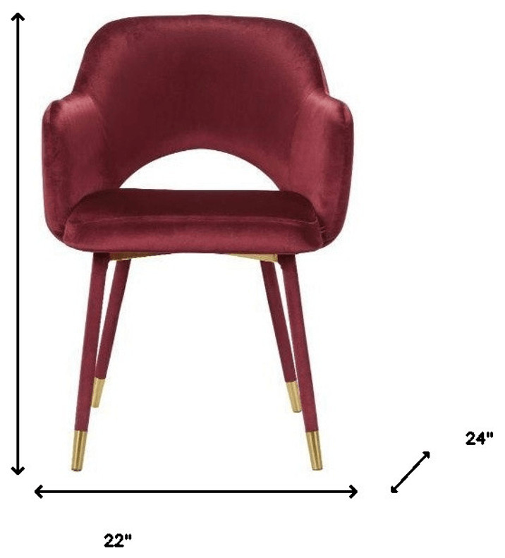 22 quotRed Velvet And Gold Solid Color Parsons Chair   Midcentury   Dining Chairs   by HomeRoots  Houzz