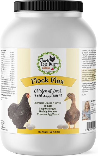 Fresh Eggs Daily Flock Flax Chicken and Duck Feed Supplement， 4-lb tub