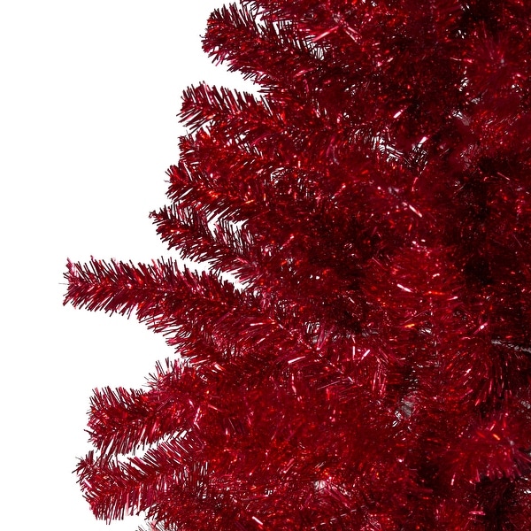 7' Metallic Red Tinsel Artificial Christmas Tree