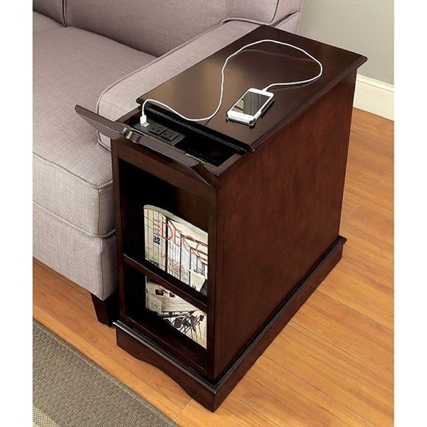 Wooden Side Table with Storage Cabinet