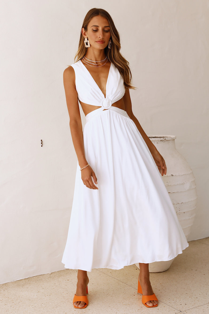 Lovely Travels Midi Dress White