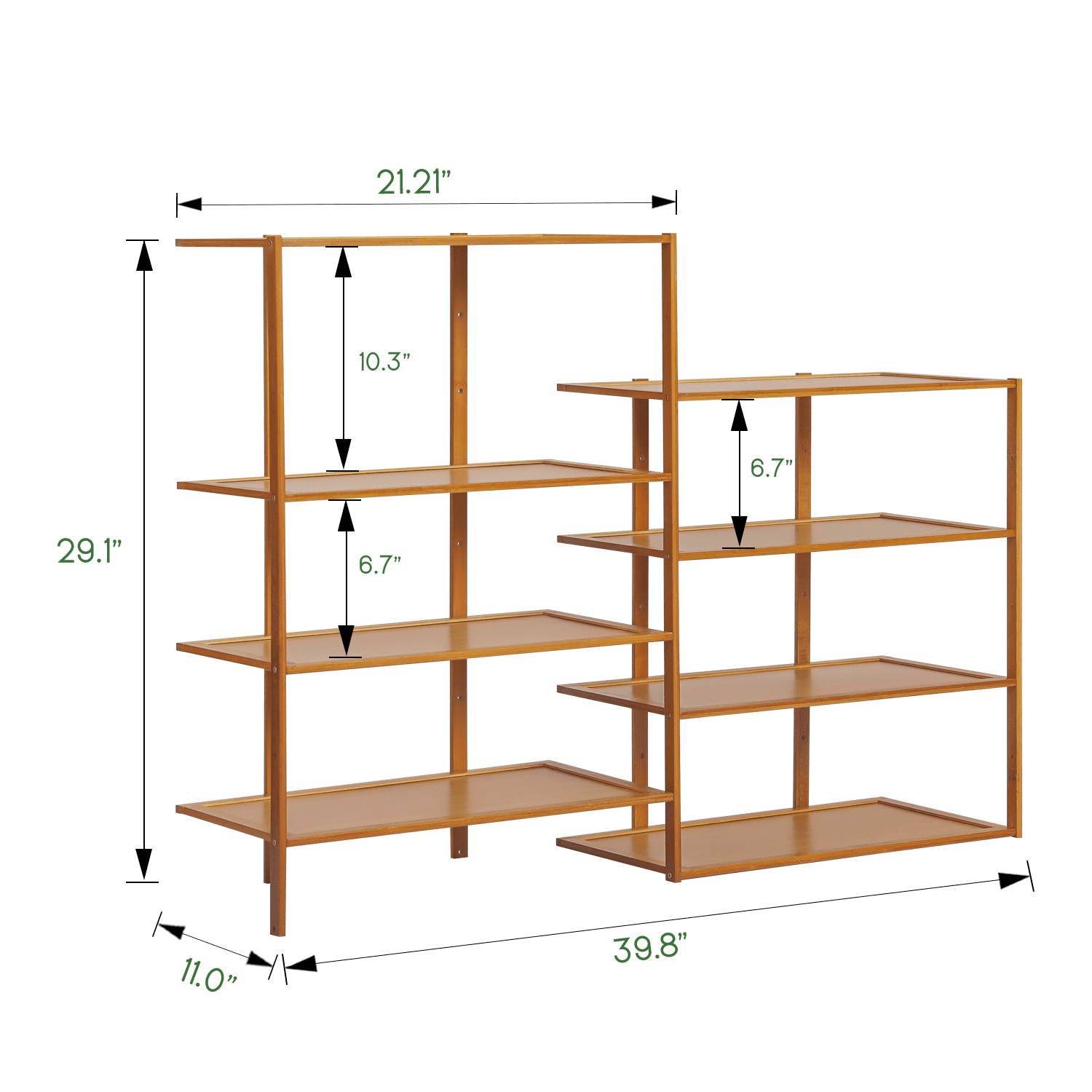 MoNiBloom Bamboo 8 Tiers 24 Pairs Shoes Rack， Storage Shelf Stand， Brown， for Entryway