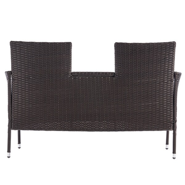 1-Pieces Outdoor Patio Garden Furniture Set for 2， PE Rattan Wicker Conversation Sofa Set with Cushions and Tempered Glass Table - Overstock - 37476126