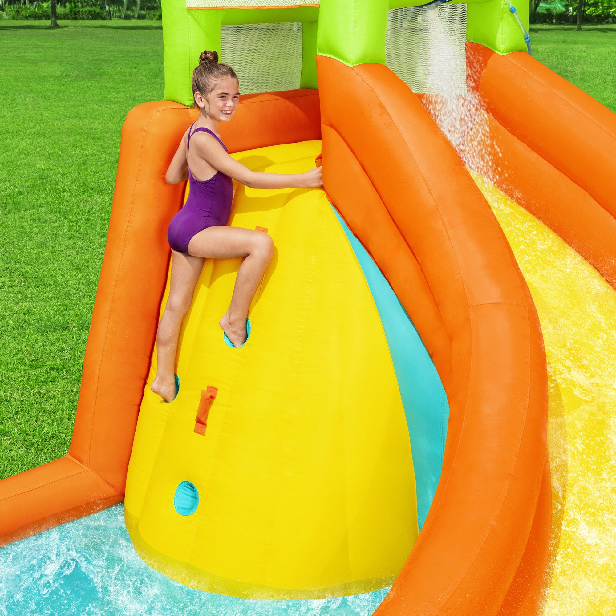 H2OGO! Canopy Cove Kids Outdoor Inflatable Mega Water Park with Water Cannon