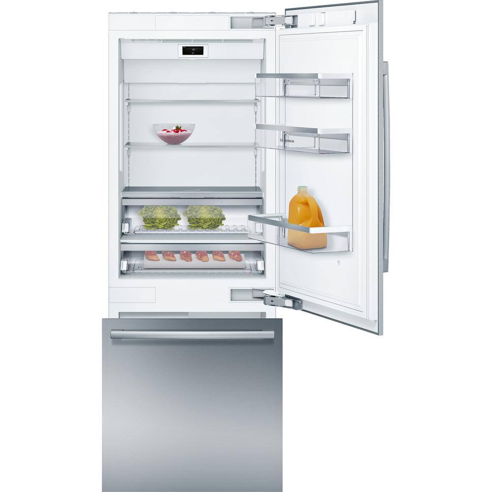 Bosch Benchmark Benchmark Series 30 in. W 16 cu. ft. Built-In Smart Bottom Freezer Refrigerator in Stainless Steel Counter Depth B30BB935SS