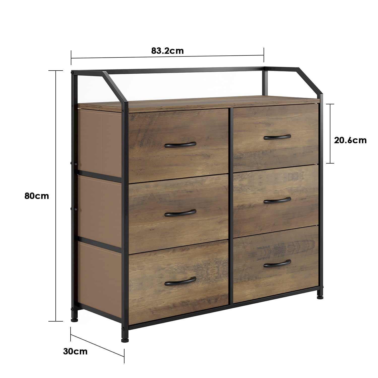 Homfa 6 Fabric Drawers Dresser, Lightweight Storage Cabinet with Handles, Easy to Assemble, Rustic Brown Finish