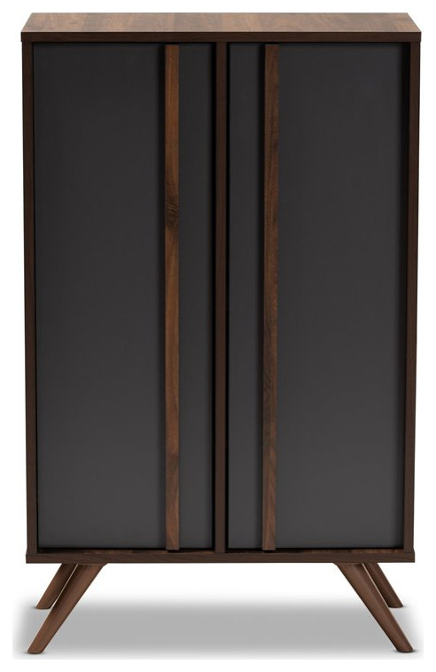 Baxton Studio Modern Grey And Walnut Shoe Cabinet   Midcentury   Accent Chests And Cabinets   by HedgeApple  Houzz