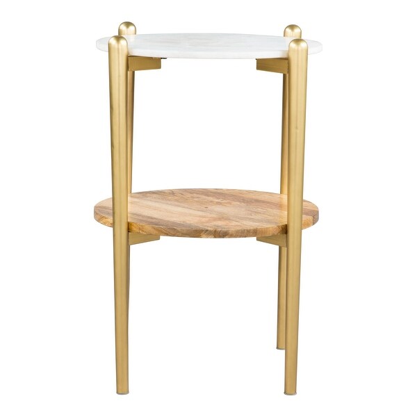 Mina Marble Side Table White and Gold