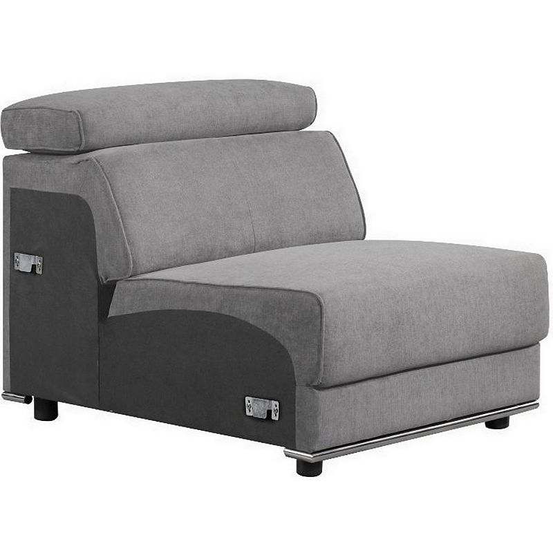 Fabric Upholstered Modular Armless Chair， Dark Gray