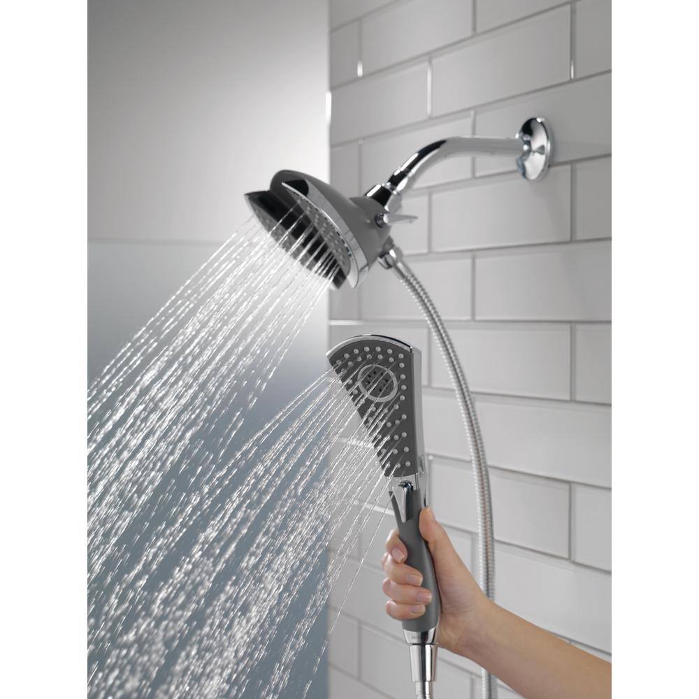 Delta In2ition 4-Spray Patterns 2.50 GPM 5 in. Wall Mount Dual Shower Heads in Chrome 58467