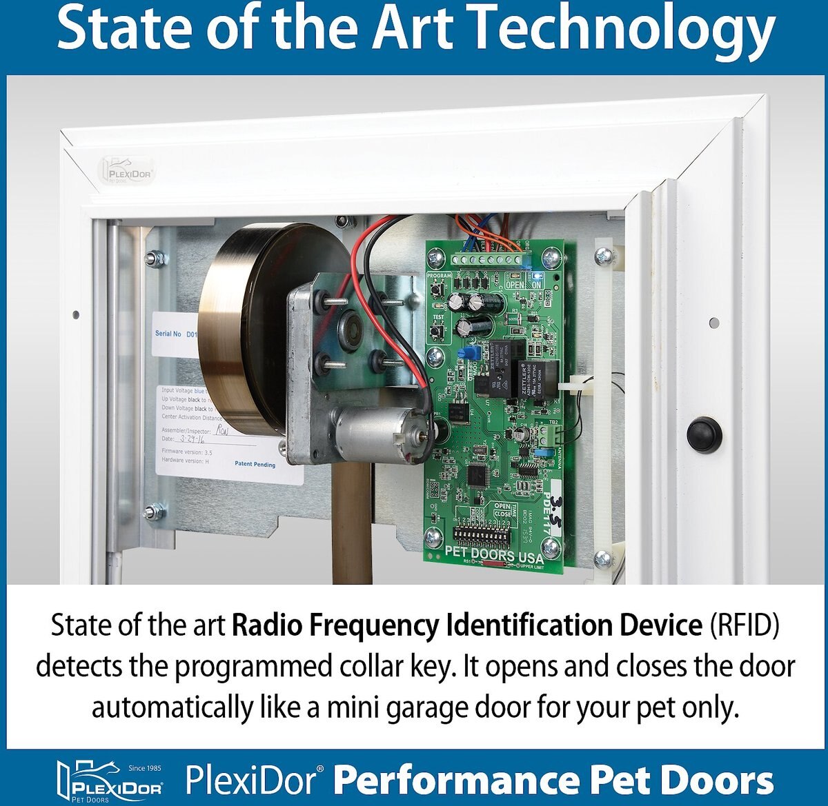 PlexiDor Performance Pet Doors Electronic Door Mounted Dog and Cat Door， Large