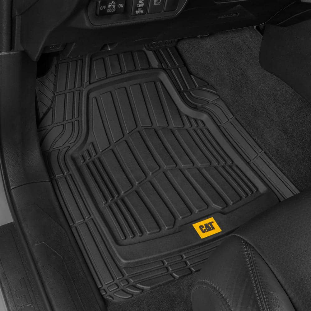 Caterpillar FlexTough 3-Pieces 26 in. x 20 in. Black Deep Dish Trimmable Car Floor Mats CAMT-1003-BK