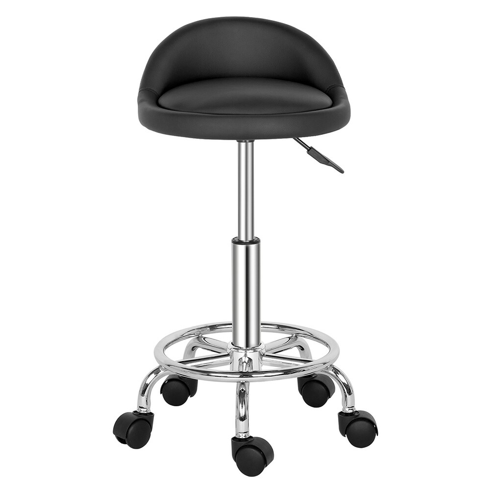 Semi PU leather Technician's Stool  Round Stool with Small Backrest