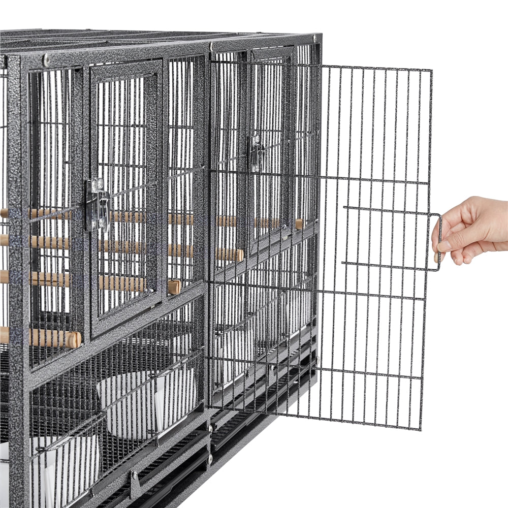 Yaheetech 21'' Stackable Divided Breeder Bird Cage for Small Birds Lovebirds Finch Canaries Parakeets Cockatiels Budgies， Black