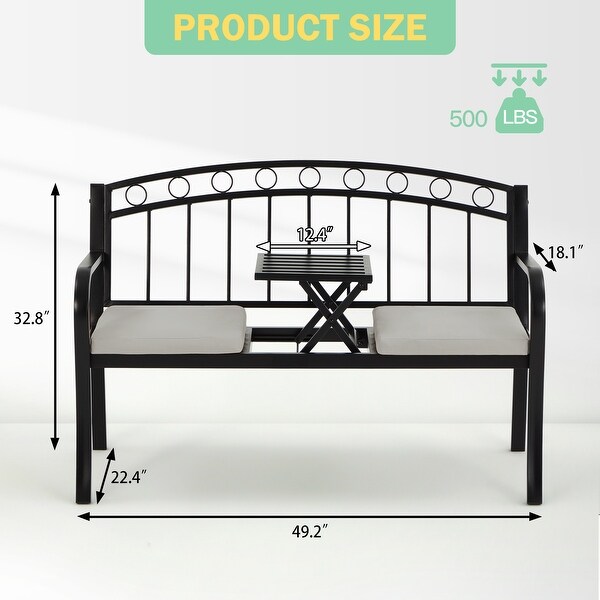 AVAWING Outdoor Steel Garden Bench Porch Path Chair Loveseat