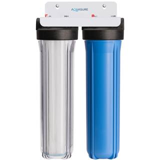 AQUASURE Fortitude Dual Cartridges Whole House Water Filtration System AS-F220PSCB