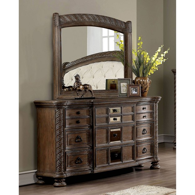 2pc Lellen Dresser And Mirror Set Rustic Natural Tone Homes Inside Out