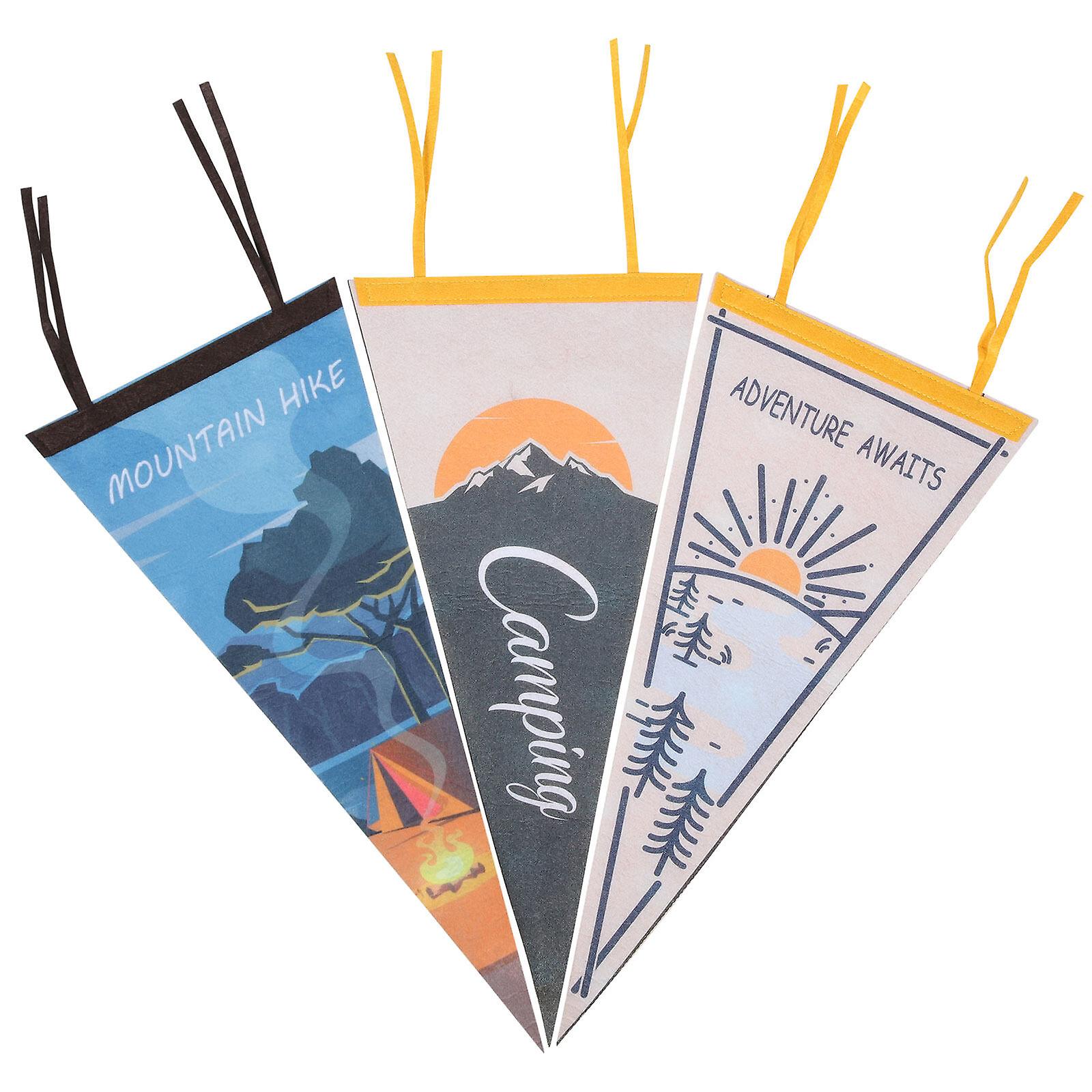 3 Pcs Outdoor Camping Flags Triangle Flags Decorative Camping Flag Felt Camping Flags