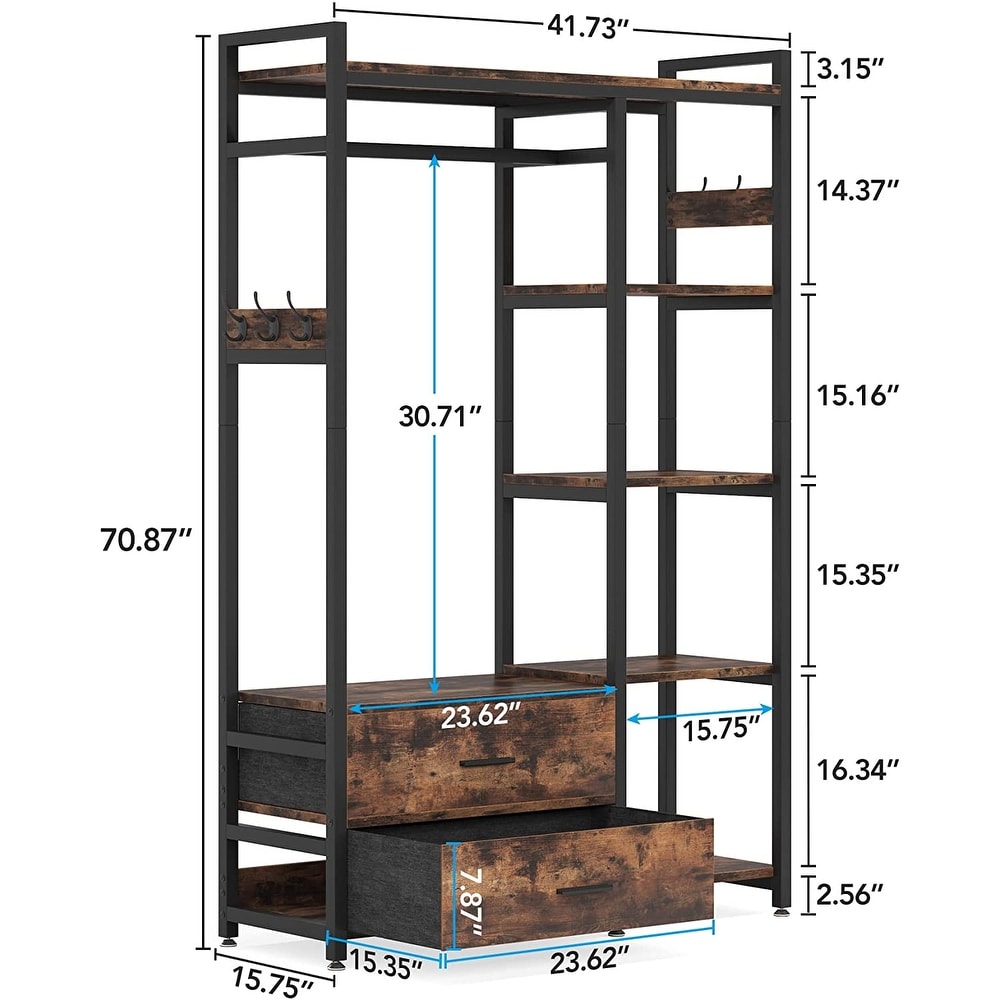 Freestanding Closet Organizer  Clothes Rack with Drawers and Shelves  Heavy Duty Garment Rack