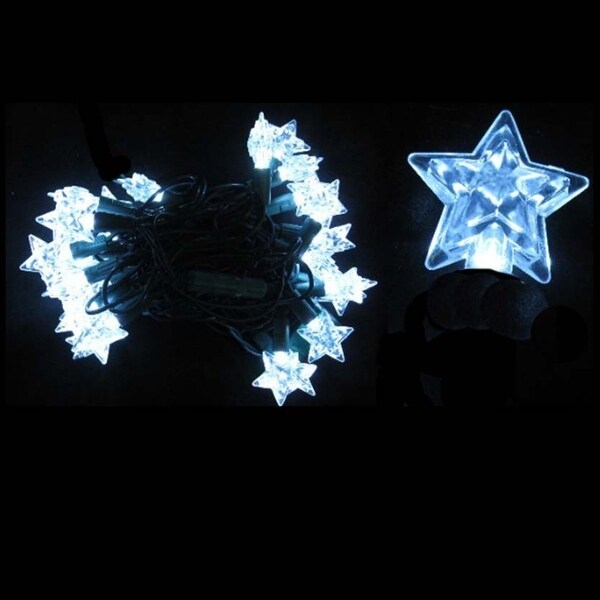 25 Silver LED M5 Star Christmas Lights