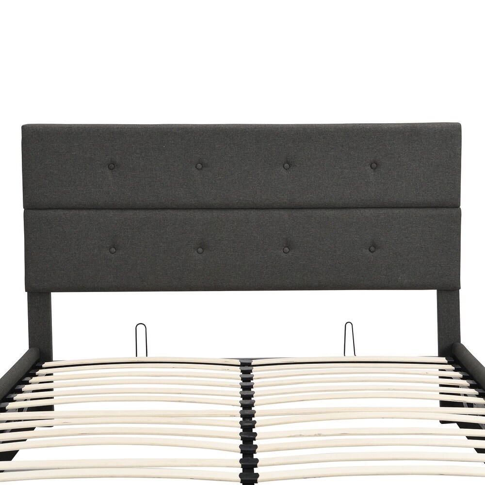 Upholstered Queen Platform Bed With A Hydraulic Storage System