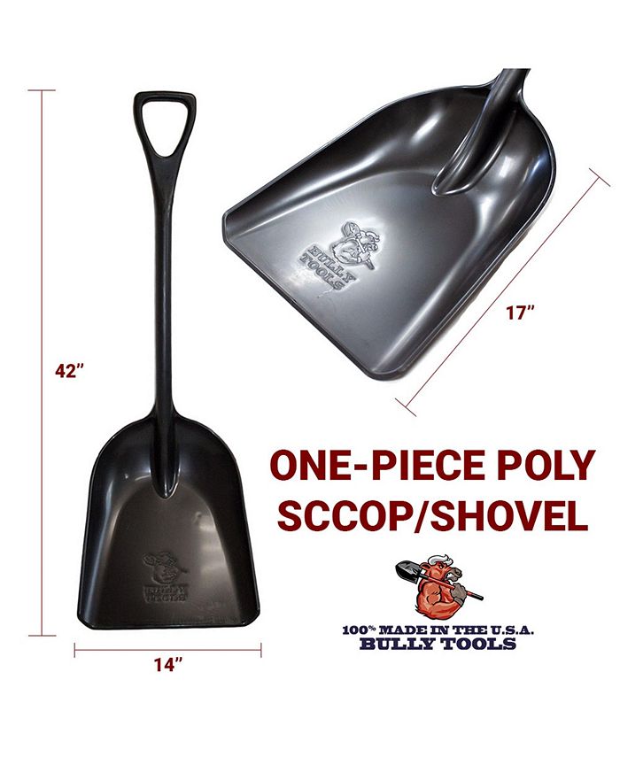 Bully Tools (#92801) One-Piece Poly Scoop Shovel w  D-Grip Handle， 42