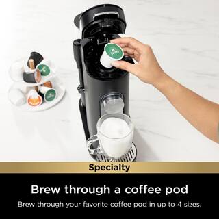 NINJA Pods and Grounds 3-Cup Black Specialty Single-Serve Coffee Maker with K-Cup Pod Compatibler-PB051 PB051