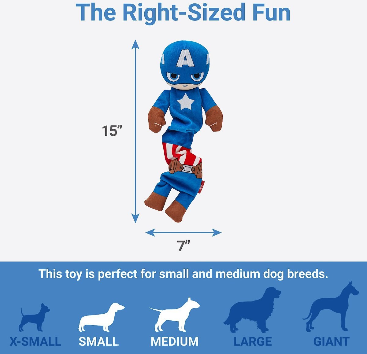 Marvel 's Captain America Bungee Plush Squeaky Dog Toy