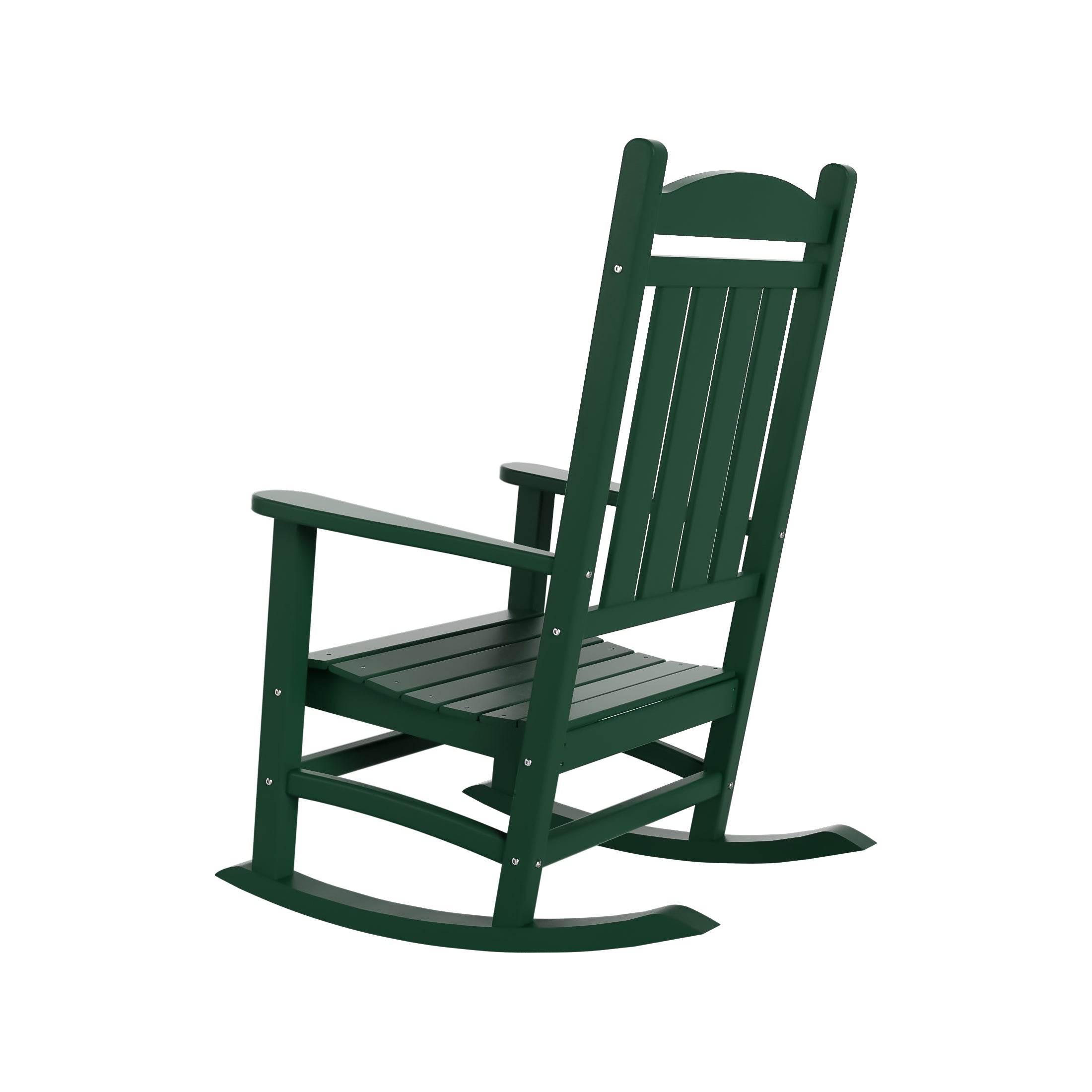 WestinTrends Malibu Outdoor Rocking Chair Set of 2, All Weather Poly Lumber Adirondack Rocker Chair with High Back, 350 Lbs Support Patio Rocking Chair for Porch Deck Garden Lawn, Dark Green