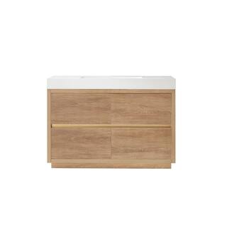 ROSWELL Palencia 48 in. W x 20 in. D x 33.9 in. H Bath Vanity in North American Oak with White Composite Integral Sink and Top 803048-NO-WHN