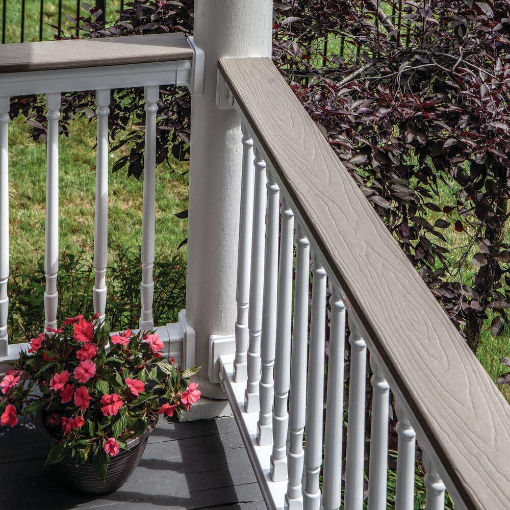 Barrette Outdoor Living Bella Premier Series 3.38 in. x 4.63 in. x 8 ft. White Vinyl Deckboard Fence Rail Topper (2-Pack) 73028079