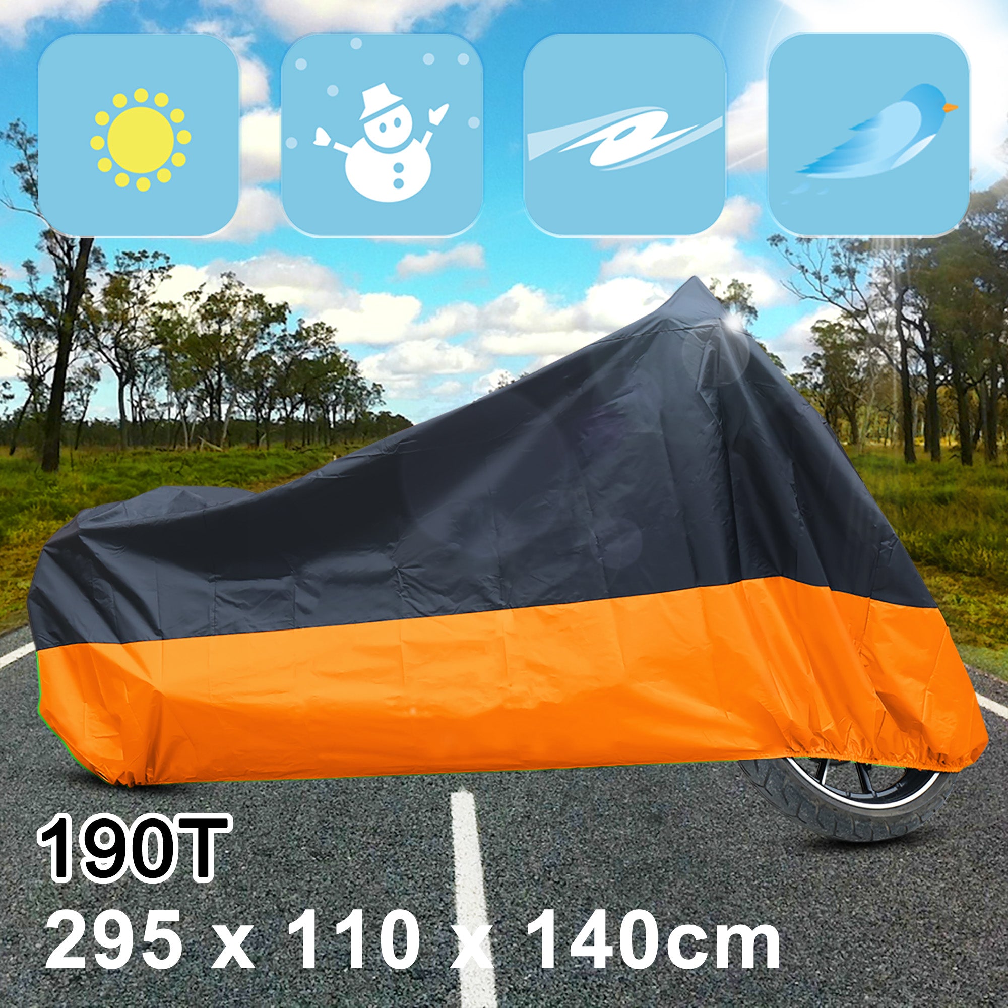 Motorcycle Cover Waterproof Outdoor Universal Motorbike All-Weather Protection XXXL