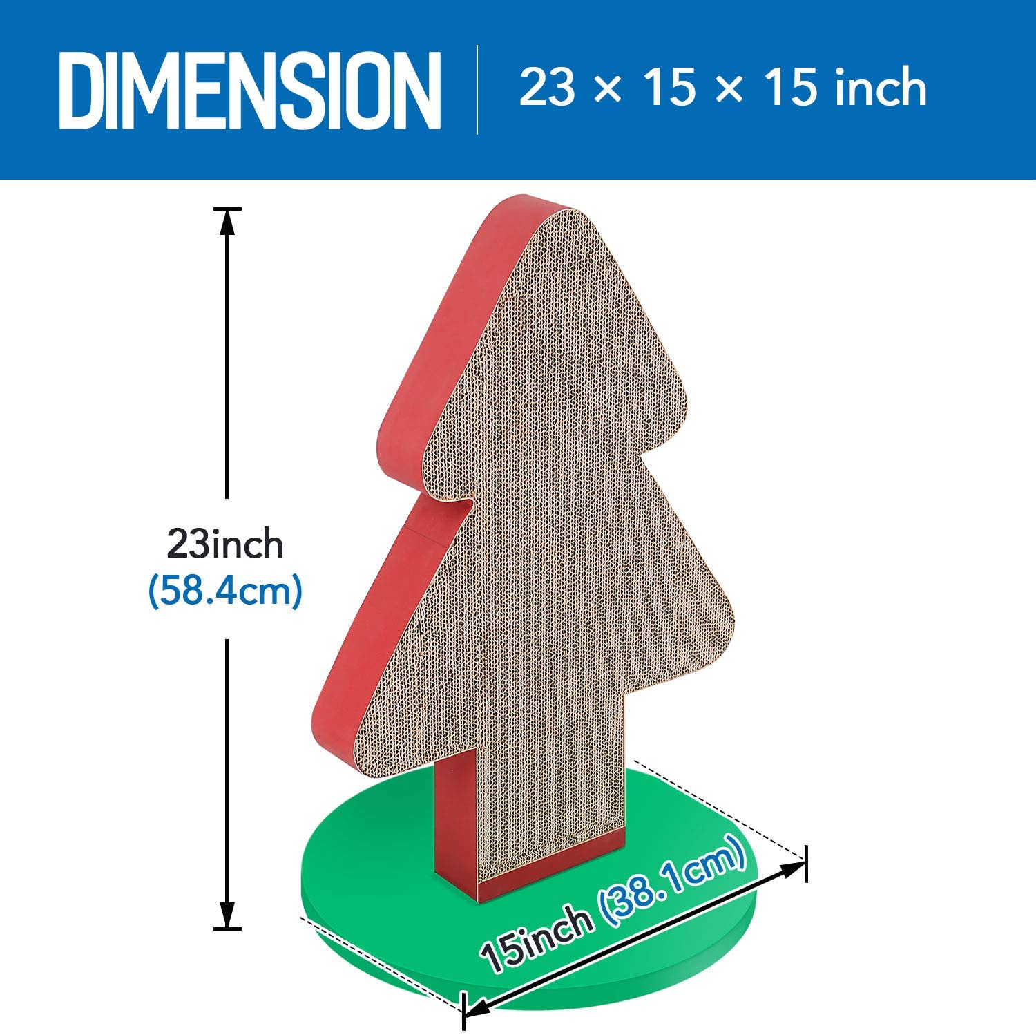 ScratchMe Cat Scratcher Post Cardboard, Christmas Tree Shape Cat Scratching Lounge Bed, Durable Pad Prevents Furniture Damage, 1-Pack