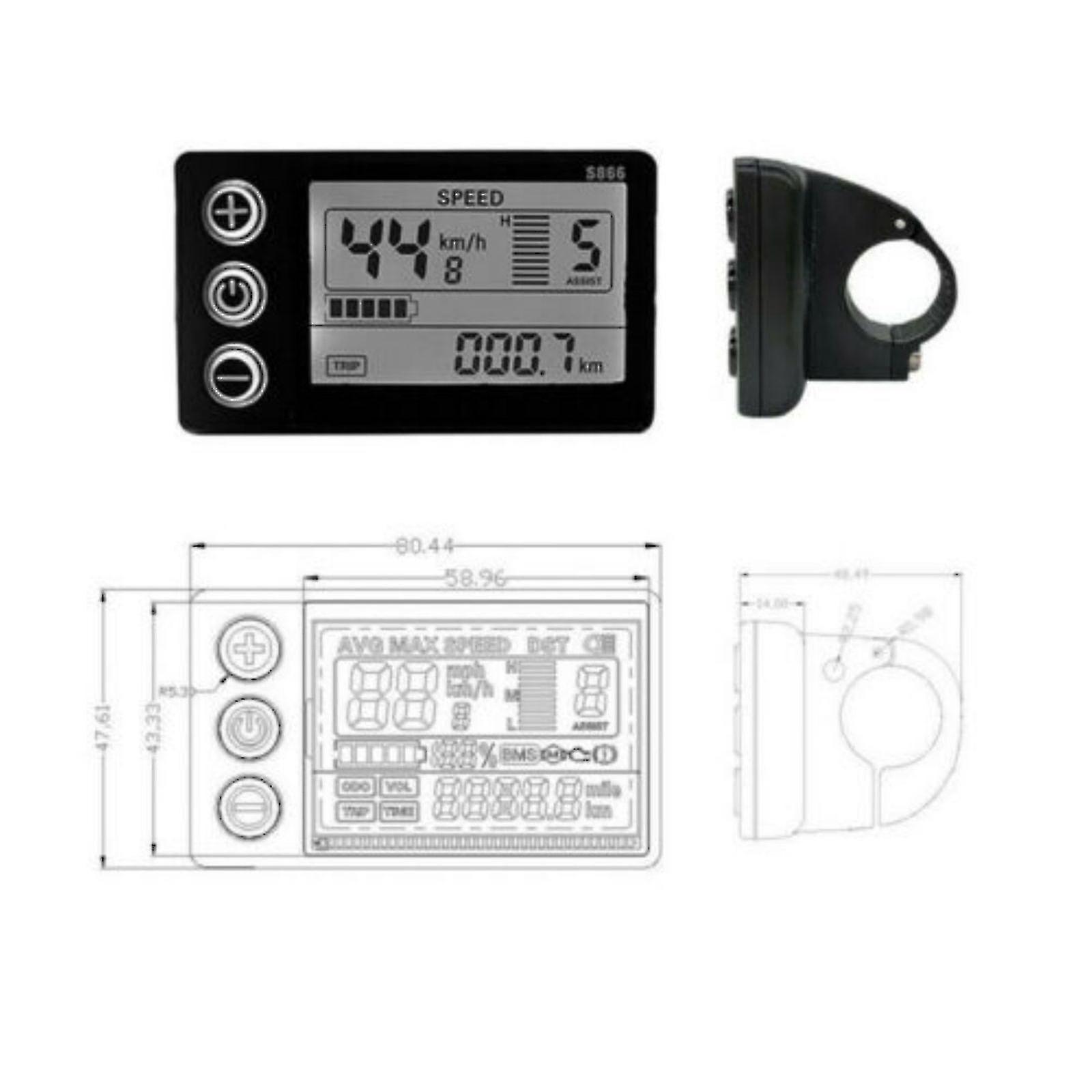 Electric Bike S866 24-48v Lcd Display Meter Control Panel For E-bike Scooter