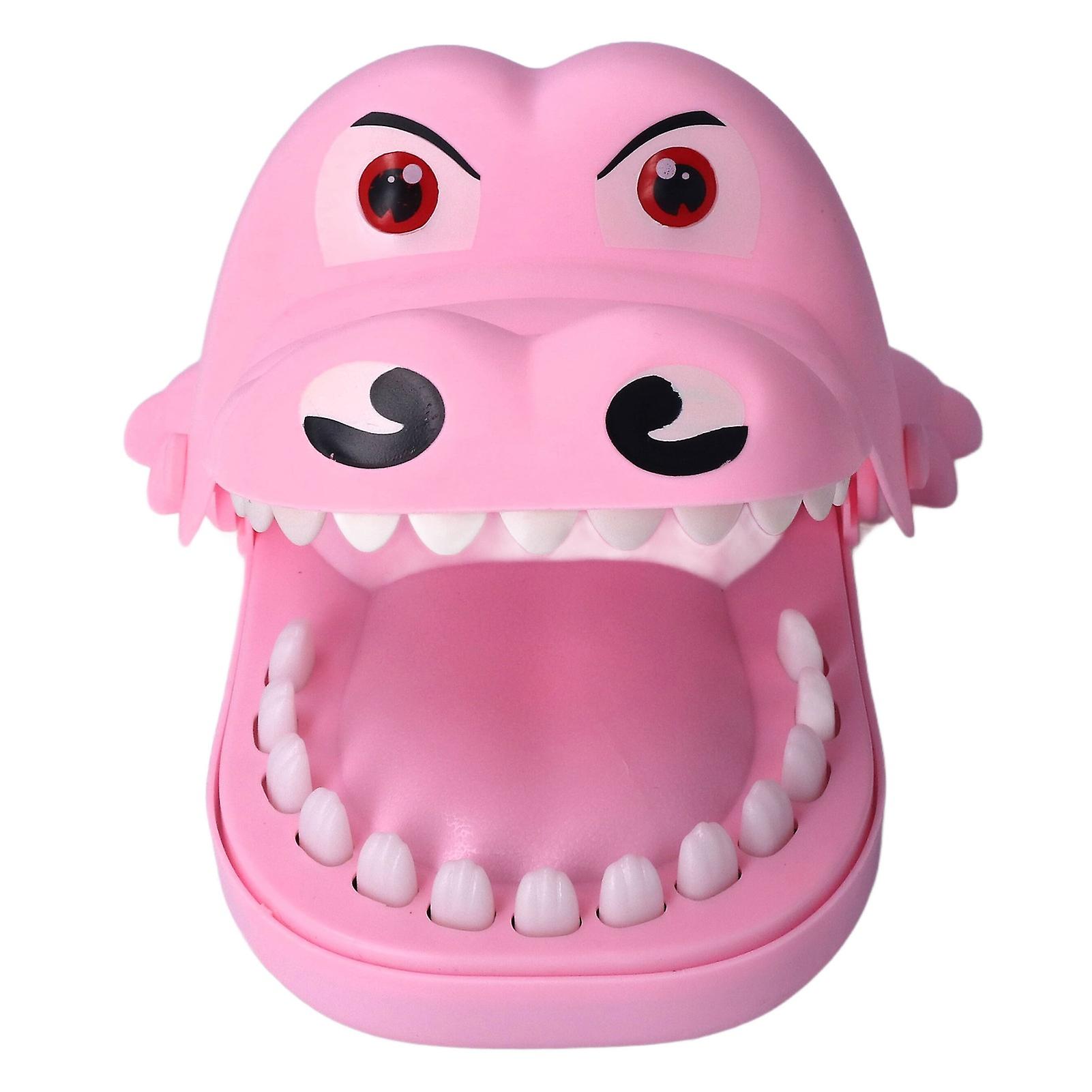 Teeth Dentist Game Toy Parent Child Interaction Mouth Dentist Bite Finger Toy with Light Music (Pink)