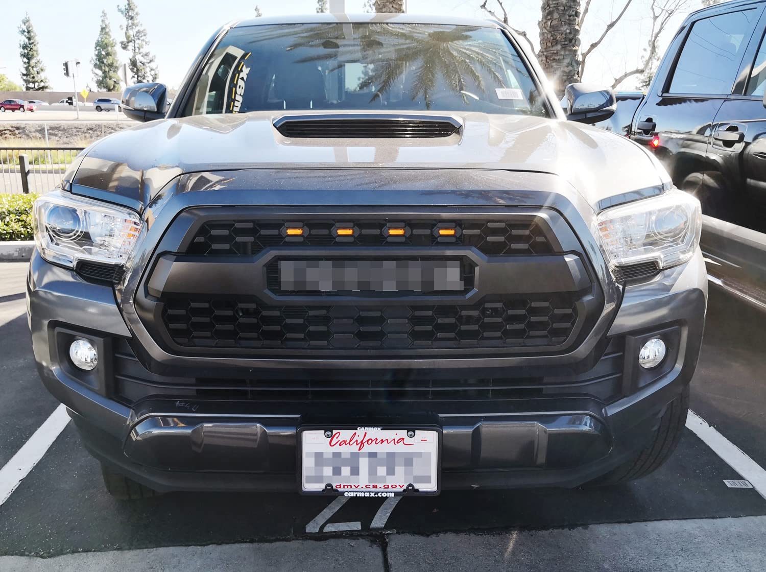 iJDMTOY 4pc Set Smoked Lens Front Grille Lighting Kit Compatible With 2016-up Toyota Tacoma w/ TRD Pro Grill ONLY， Includes (4) 4-SMD 2500K Amber LED Light Assy and Wiring Harness