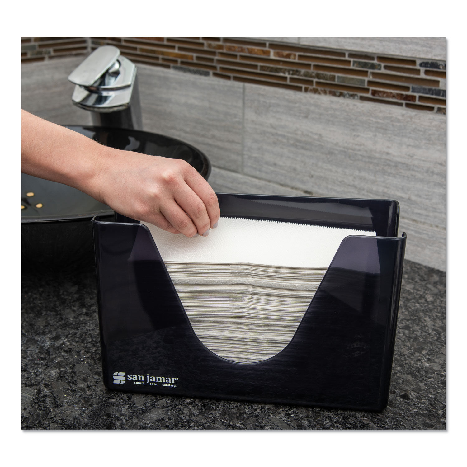 Countertop Folded Towel Dispenser by San Jamarandreg; SJMT1720TBK