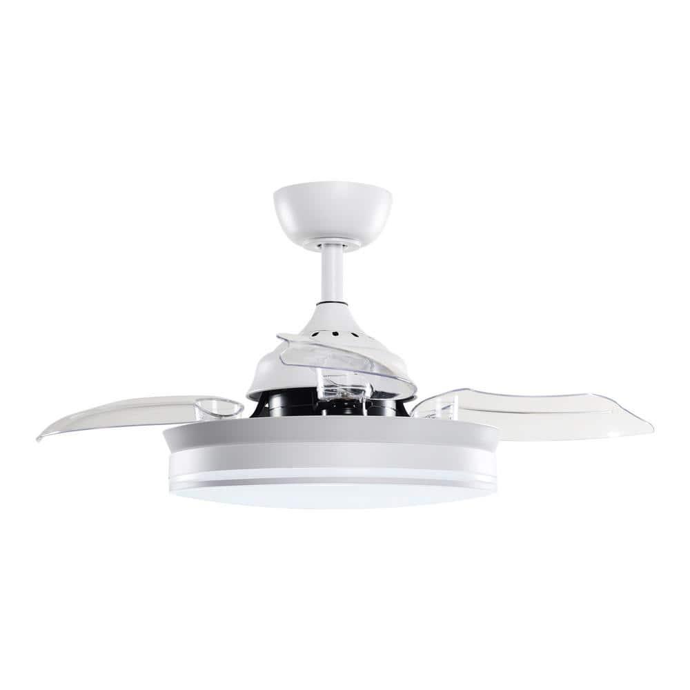 Parrot Uncle Ericksen 36 in Retractable White Ceiling Fan Chandelier with Light and Remote Control