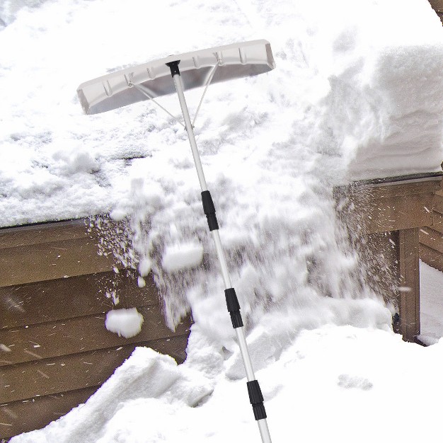 Costway 21ft Telescoping Snow Roof Rake Shovel Large Poly Blade Aluminum Tube Non slip Handle