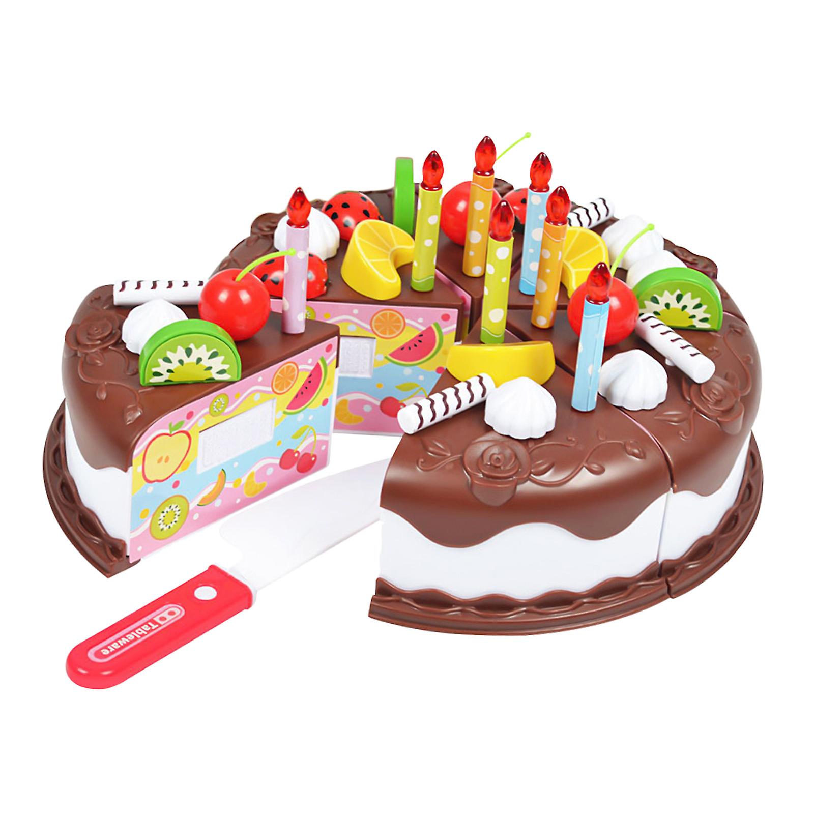 Birthday Children's Day Gift，food Play Toy Set，diy Cutting Pretend Play Birthday Party Cake With Candles For Children Kids