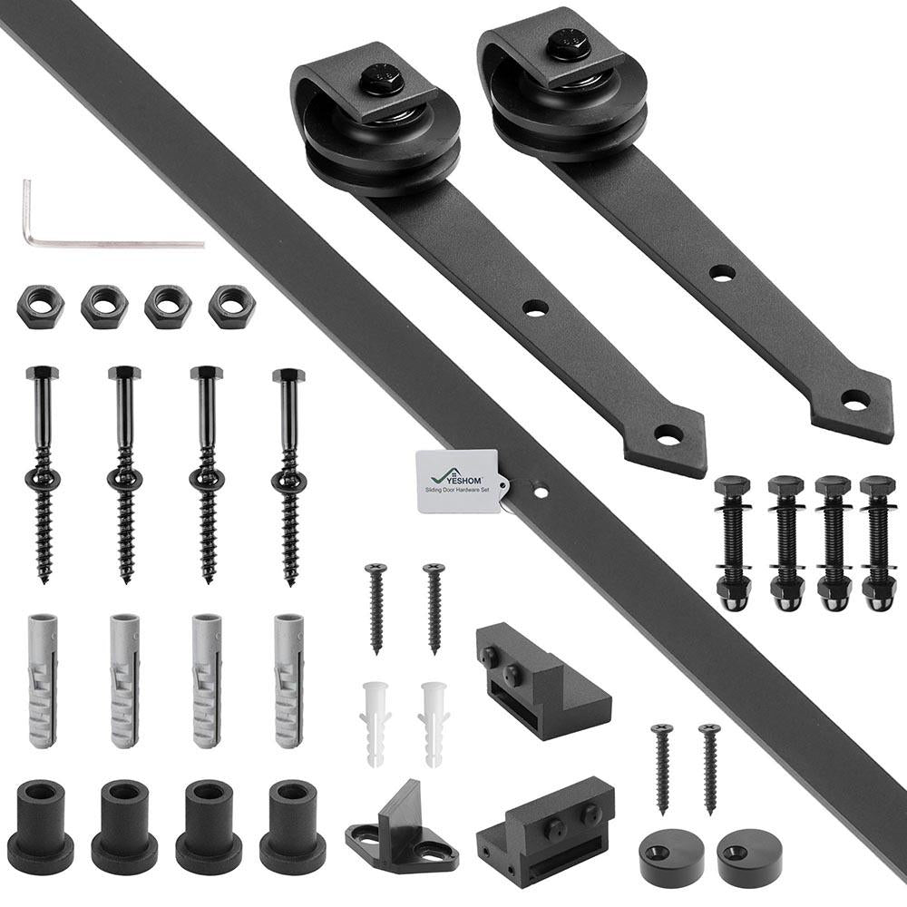 6' Interior Sliding Barn Wood Door Hardware Set Arrow Black