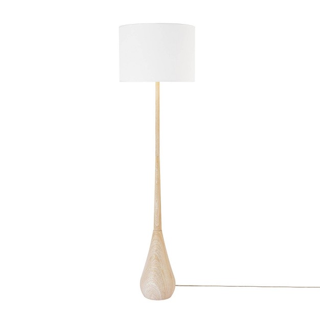 Kanana Faux Wood Floor Lamp With White Cotton Shade Globe Electric