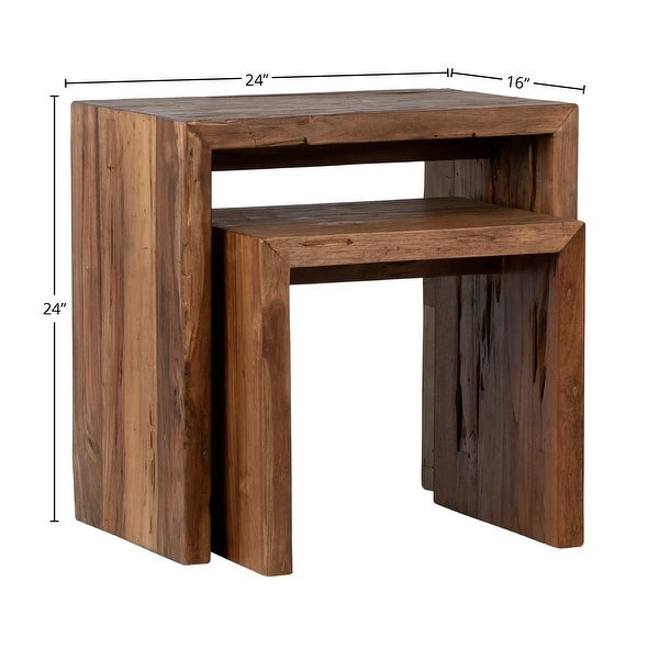 Camila Rectangular Reclaimed Teak Waterfall Nesting Side Tables