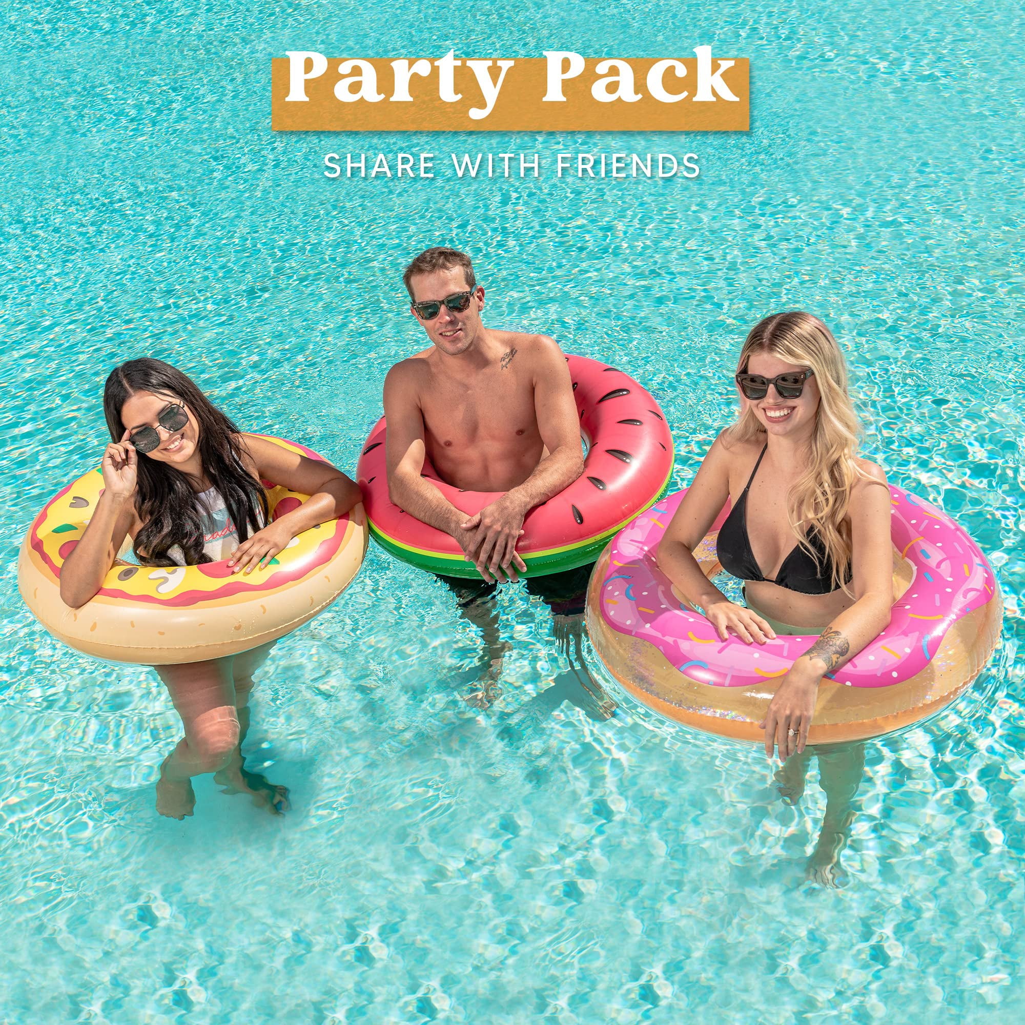 Sloosh 3 Pack Inflatable Pool Floats for Kids Adults, Funny Swim Tube Pool Rings Swimming Rings Floaties for Swimming Pool Party Decorations